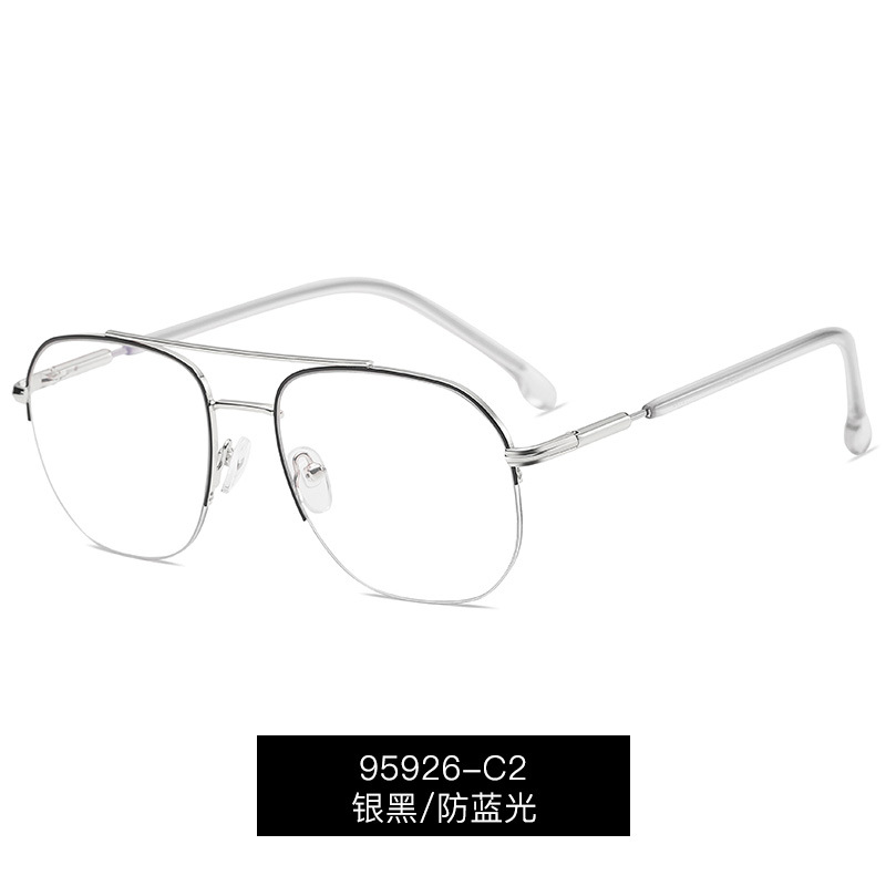 95926 Comercio exterior tendencia medio marco gafas marco hombres y mujeres mismo metal anti-azul gafas de luz puede ser equipado con gafas de miopía