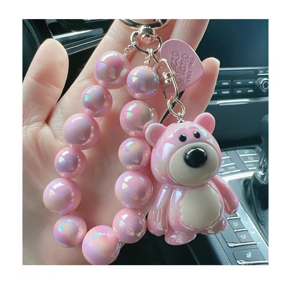 Strawberry Bear Phone Chain Water Bottle Pendant Keychain Bag Doll Ornament Keyring Acrylic Pendant