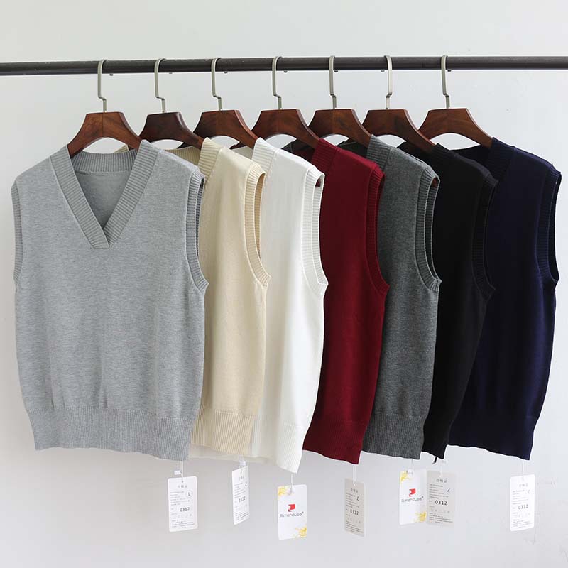Chaleco de punto de las mujeres para Primavera, Otoño e Invierno Nuevo estilo coreano elegante con cuello en V de las mujeres más el suéter flojo del tamaño para el desgaste externo