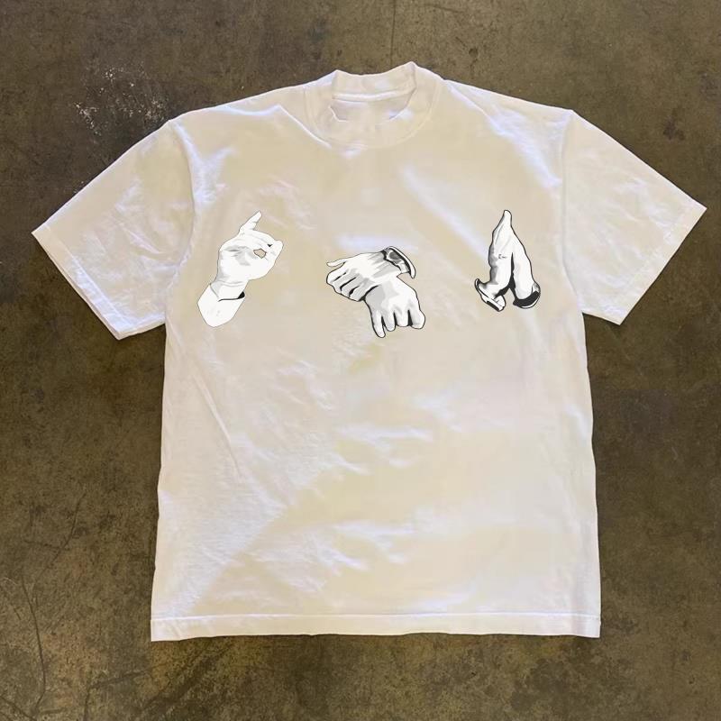 2026 Godfather Gesture Print Niche Short Sleeve T-Shirt Men's Casual Top 300g Heavyweight Pure Cotton T-Shirt Top 2026 Godfather Gesture Print Niche Short Sleeve T-Shirt Men's Casual Top 300g Heavyweight Pure Cotton T-Shirt Top