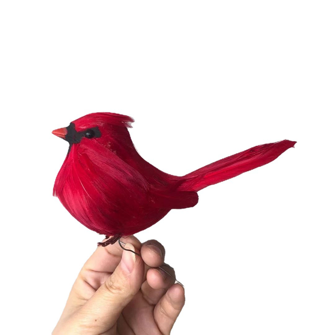 [Amazon red cardinal bird clip Christmas holiday red bird cardinal tree ornament furniture decor with foot