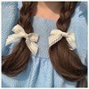 White hairgrip with bow suitable for photo sessions, hair accessory, bangs, floral print, lace dress, Lolita style