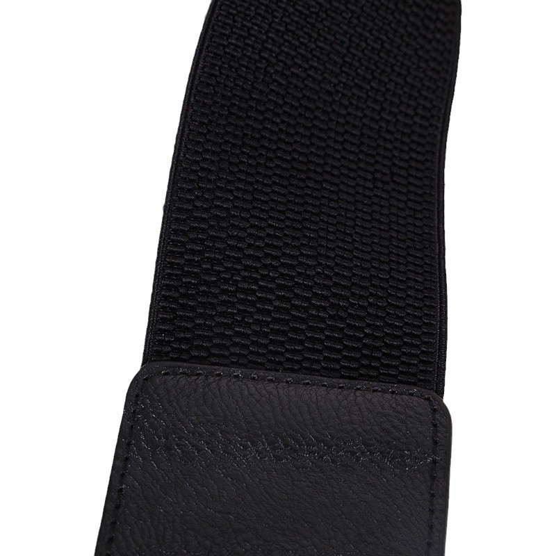 Cinturón elástico ancho con hebilla decorativa de moda informal para mujer, cinturón de vestir con chaqueta de plumas_voghion.com