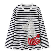 现货2026夏新品简约卡通印花圆领条纹针织衫上衣MBF2SWT010