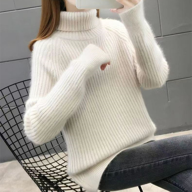 Thickened Turtleneck Knitwear Women's Bottoming Shirt 2023 Autumn and Winter New Korean Style Loose Lazy Style Knitwear for Women