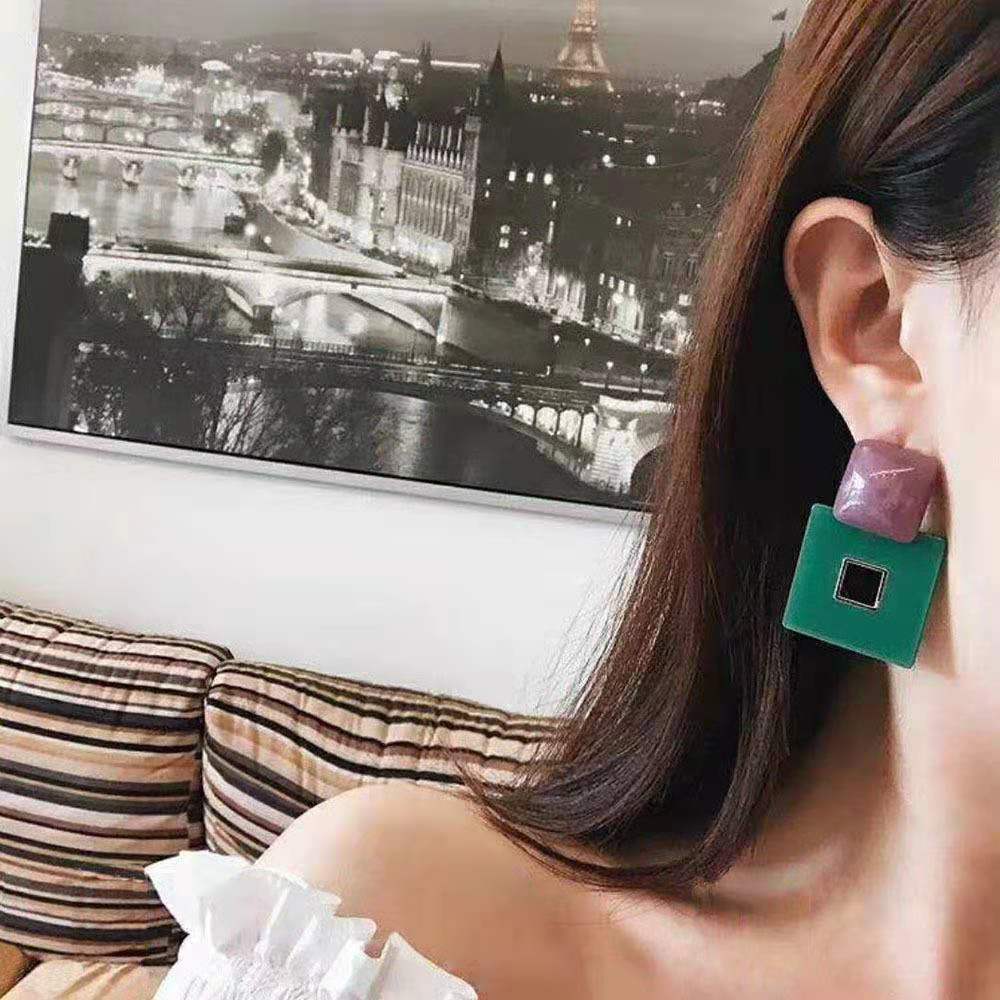 Texture Square Geometric Acrylic Contrast Color Earrings display picture 8