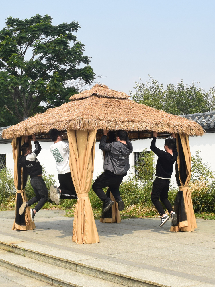 户外凉亭庭院农家乐茅草亭子屋稻草棚景区农庄室外凉亭毛草亭