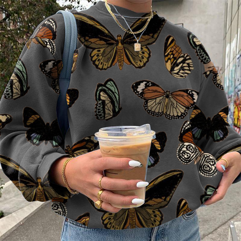 Woman Wholesale Casual Butterfly Print Sweatshirt