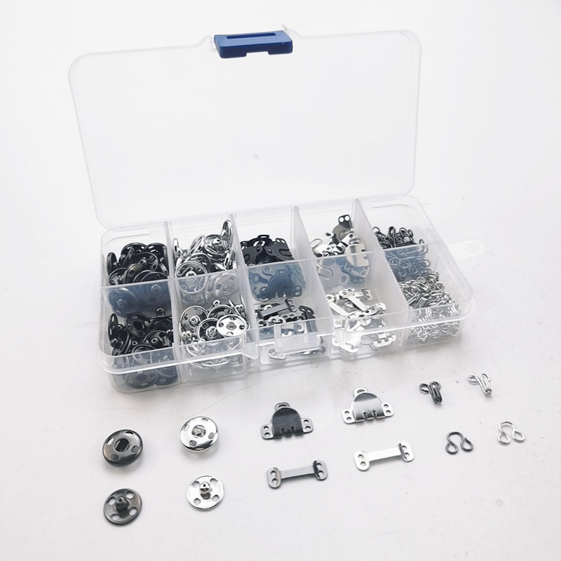 Suministro transfronterizo caja de botones de metal ropa oculta hebilla pantalones de gancho hebilla 2 colores botón a presión clip de viento botón a presión de cobre