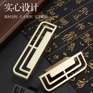Chinese Handle Cabinet Door New Chinese Retro Drawer Handle Yellow Bronze Cabinet Handle Antique Wardrobe Handle