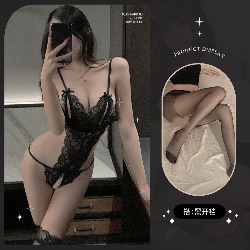 블랙 [레이스 점프 수트] + 블랙 오픈 양말
