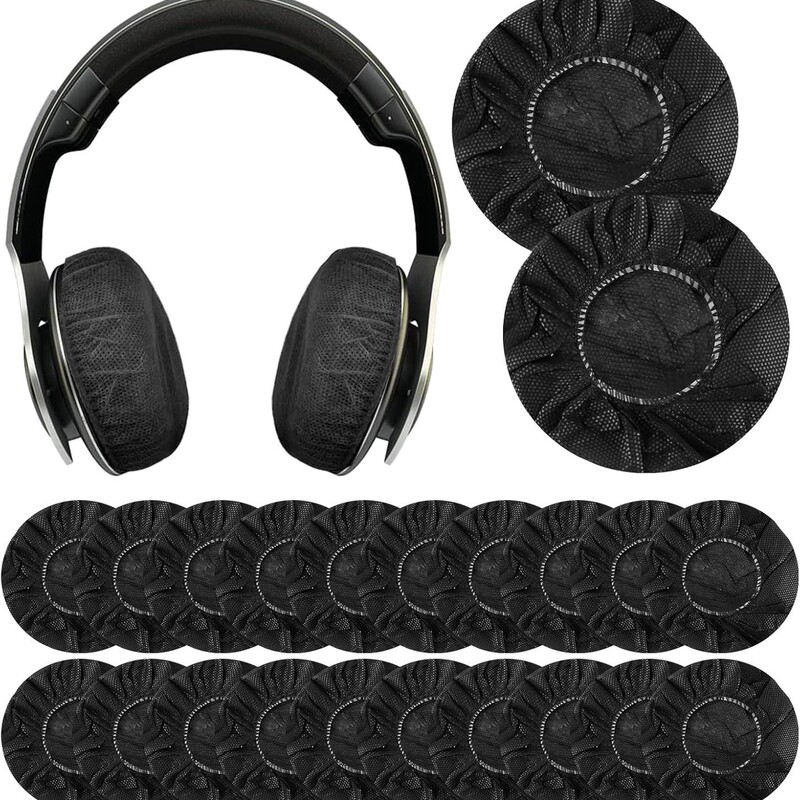 100PCS Headphone Earplug Cover Disposable Headphone Cover Hygienic Non-woven Elastic Headphone Cover Black, 2.5 inches