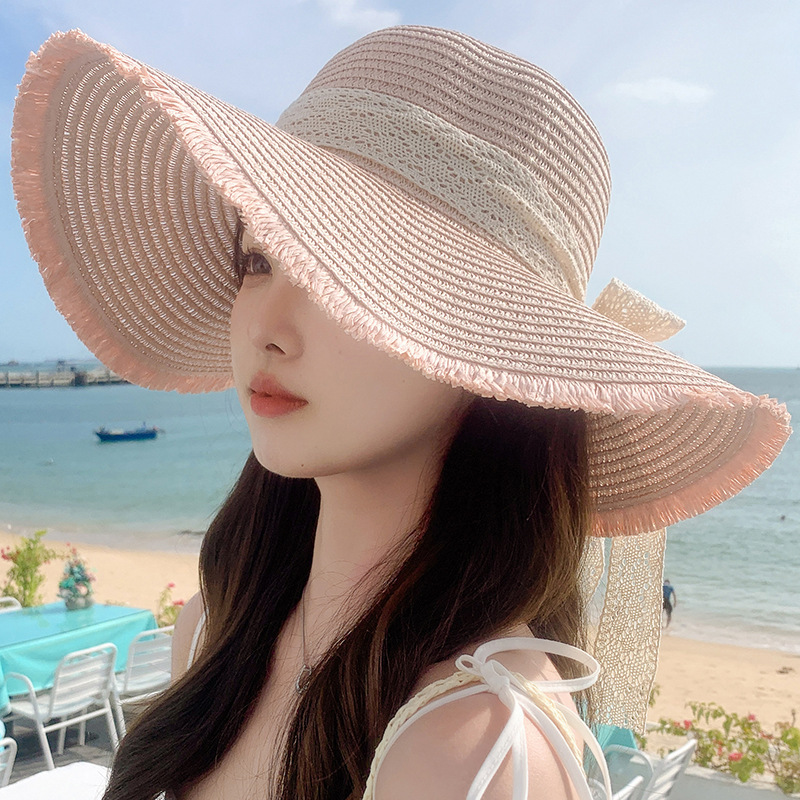 로우 엣지 레이스 보우 핑크 (챙 14cm 확대)
