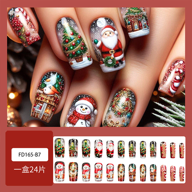 Nueva colección de uñas de navidad desgaste de uñas falsas transfronterizas desgaste de uñas parche de uñas pieza de uñas al por mayor de uñas