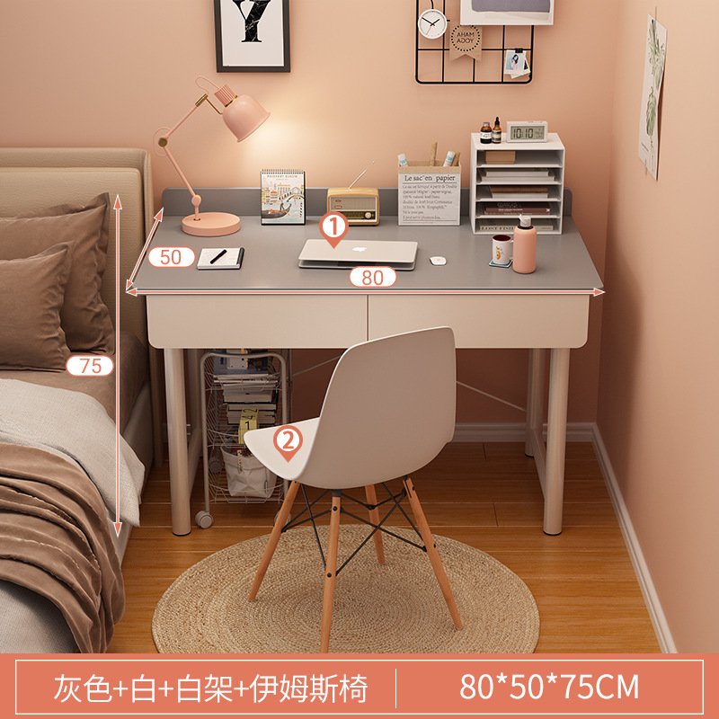 [펌프가 포함된 싱글 테이블] 80cm 그레이 + 노르딕 의자