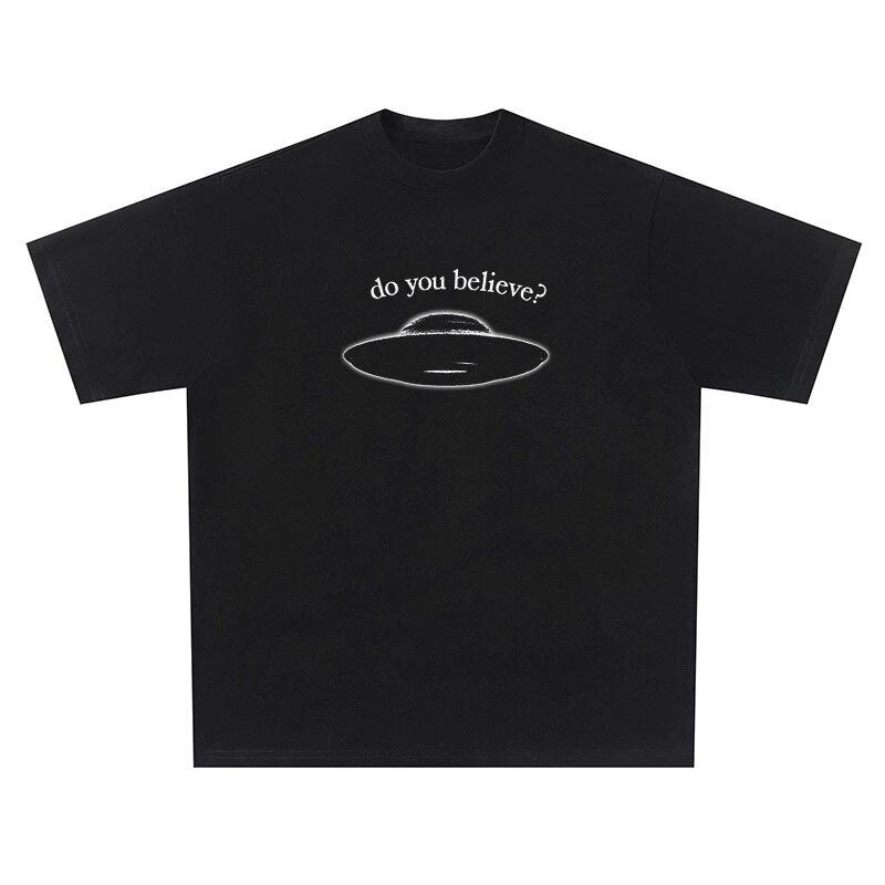 2025 Autumn/Winter 200g Heavyweight Pure Cotton! Vintage Ufo Print Short Sleeve Graphic Oversized T-Shirt Top T-Shirt 2025 Autumn/Winter 200g Heavyweight Pure Cotton! Vintage Ufo Print Short Sleeve Graphic Oversized T-Shirt Top T-Shirt