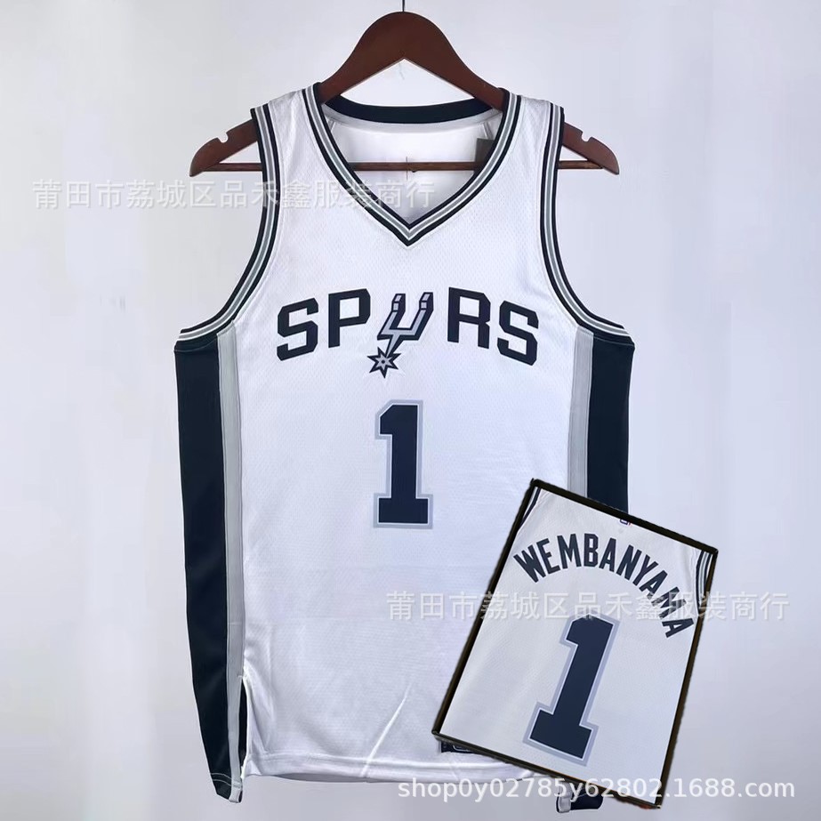 San antonio spurs馬刺隊文班亜馬wembanyamaユニフォーム刺繍バスケットボール服