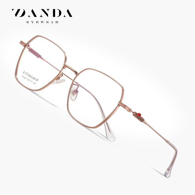 Spot nuevo soporte óptico de titanio ST6227 moda hombres y mujeres con el mismo estilo espejo plano con marco cuadrado IP galvanoplastia con marco grande miopía