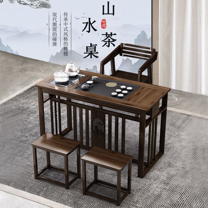 お茶を飲むためのテーブルと椅子の組み合わせ、新しい中国風のオフィス、家庭用の小さなアパート、カンフーのコーヒーテーブル、水を沸かすオールインワンのティーテーブル|undefined