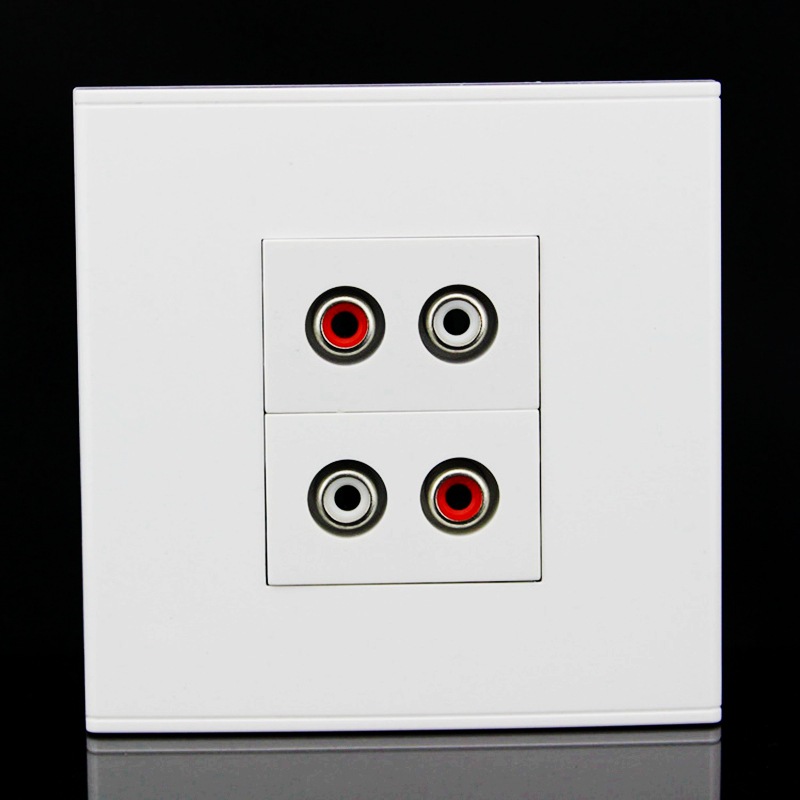 2个双孔音频面板86型双音频插座面板 免焊接莲花音视频墙壁AV插座