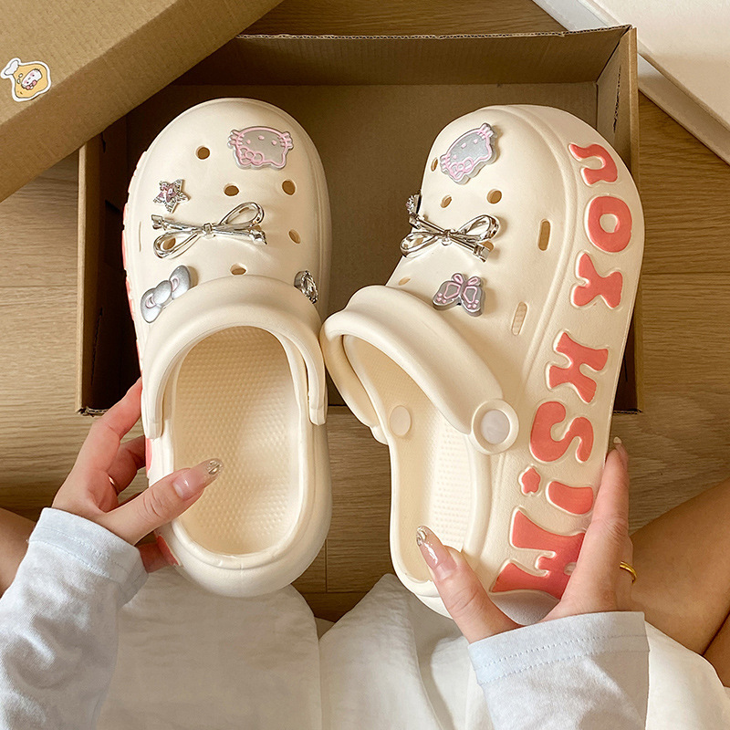 Croc Shoes Women's New Summer Eva Cartoon DIY Heightening Non-Slip Outer Wear Seaside Beach Versatile Casual Sandals Croc Shoes Women's New Summer Eva Cartoon DIY Heightening Non-Slip Outer Wear Seaside Beach Versatile Casual Sandals