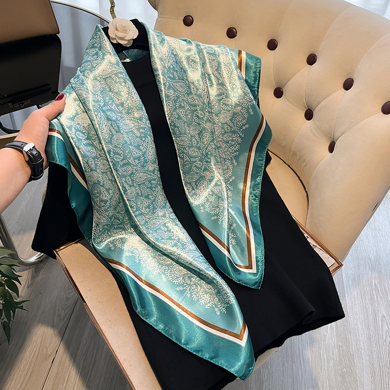 65g Weight Women's Elegant Plant Satin Silk Scarf