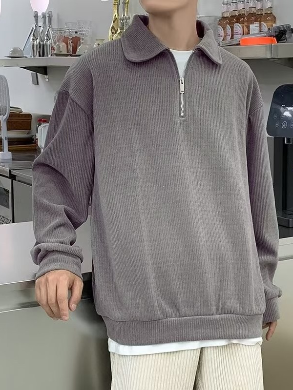 Suéter de punto de hombre con media cremallera para hombre, versión coreana de la camisa POLO de solapa casual de nicho, camisa suelta y hermosa primavera ins