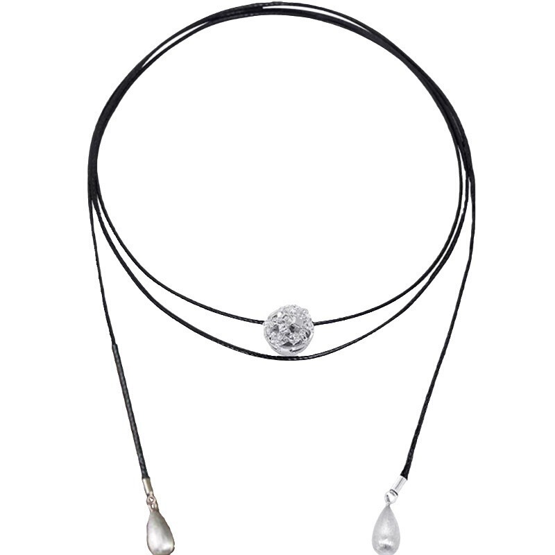 Yue'Er Blogger's Same Style Brushed Ball Pendant, Simple Layered Wear, Adjustable Length, Versatile and Elegant Sweater Chain for Women