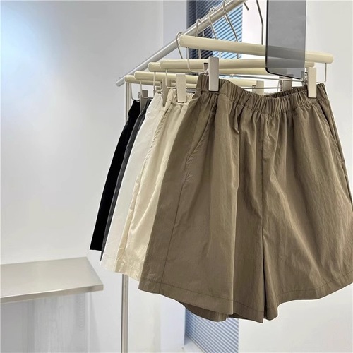 Khaki Work Short Pants for Women - Summer Loose Sporty Casual Wide Leg Five-Finger Pants - Fashionable New Style, Stylish and Versatile