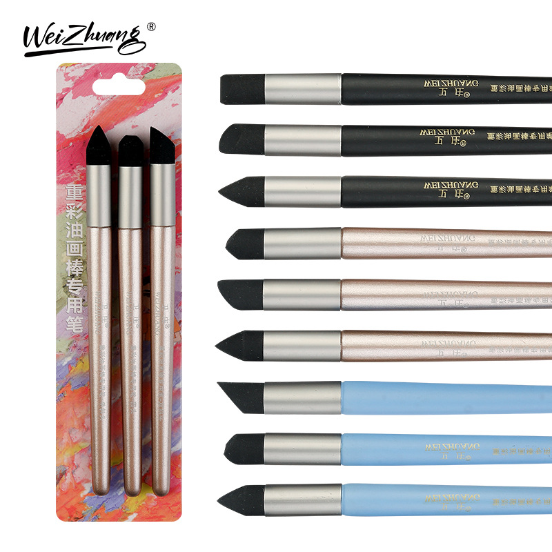 Juego de brochas para pintura al óleo con esponja y pinceles detallados