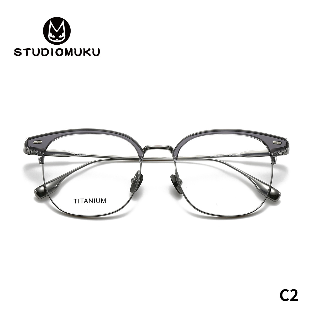 STUDIOMUKU gafas de madera cool aire abierto marco de gafas de cejas retro marco de gafas de titanio puro gafas de medio marco