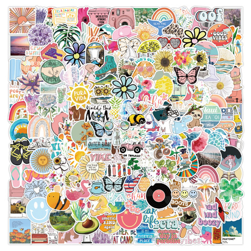 200 pieces of new style small fresh personalized graffiti stickers notebook skateboard suitcase waterproof stickers can be wholesaled