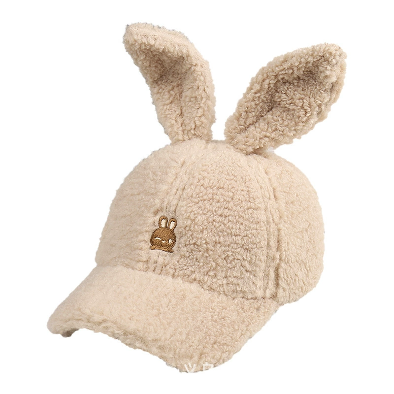 Cute demi-season velvet keep warm baseball cap, Korean style, with embroidery