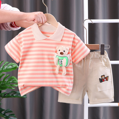 Boys' Summer Outfit Set Trendy Children's Short-Sleeve Two-Piece Infant Fashion Kids' Summer Thin Version Cool Baby Clothes