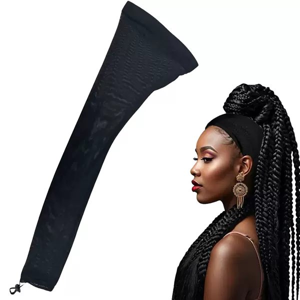Cross-Border Wig Sleeve-Style Mesh Cap Mesh Crochet Hair Net Cap Adjustable Long Cap for Dreadlocks, Can Be Worn as a Shower Cap