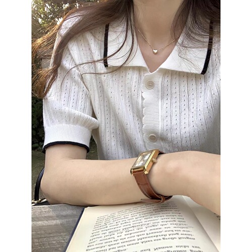 Hollowed-out Short Sleeve Knit Top for Women 2025 New Arrival Korean Style Unique Design Short-Sleeve Thin T-Shirt Fashion