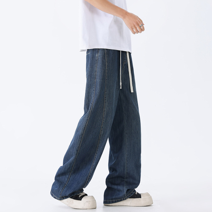 Dambonión| Primavera nuevos pantalones rectos de jeans elásticos para hombres, pantalones casuales de estilo americano para hombres