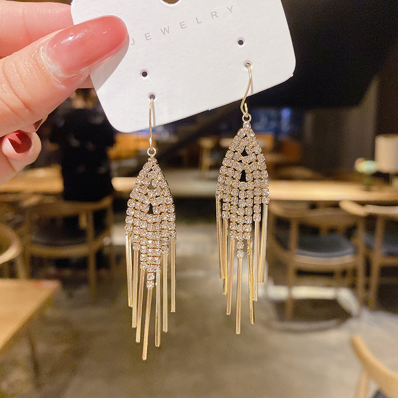 Tassel Pattern Women's Gender 1 Pair Modern Style Tassel Plating Inlay Copper Artificial Gemstones Drop Earrings