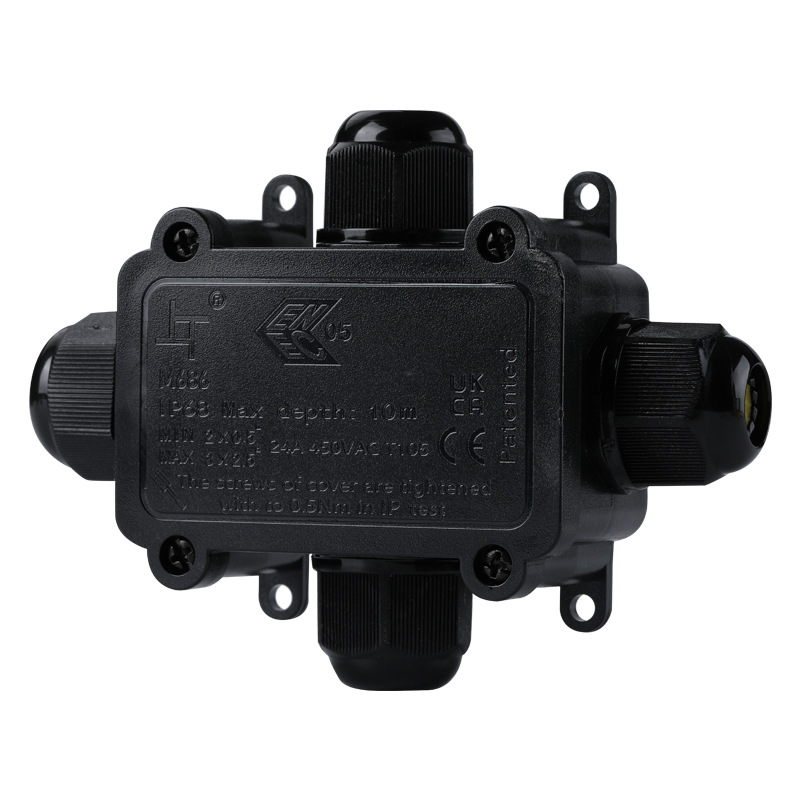 一进三出阻燃防水线盒 LED灯饰IP6电缆接线盒塑料户外照明防水盒