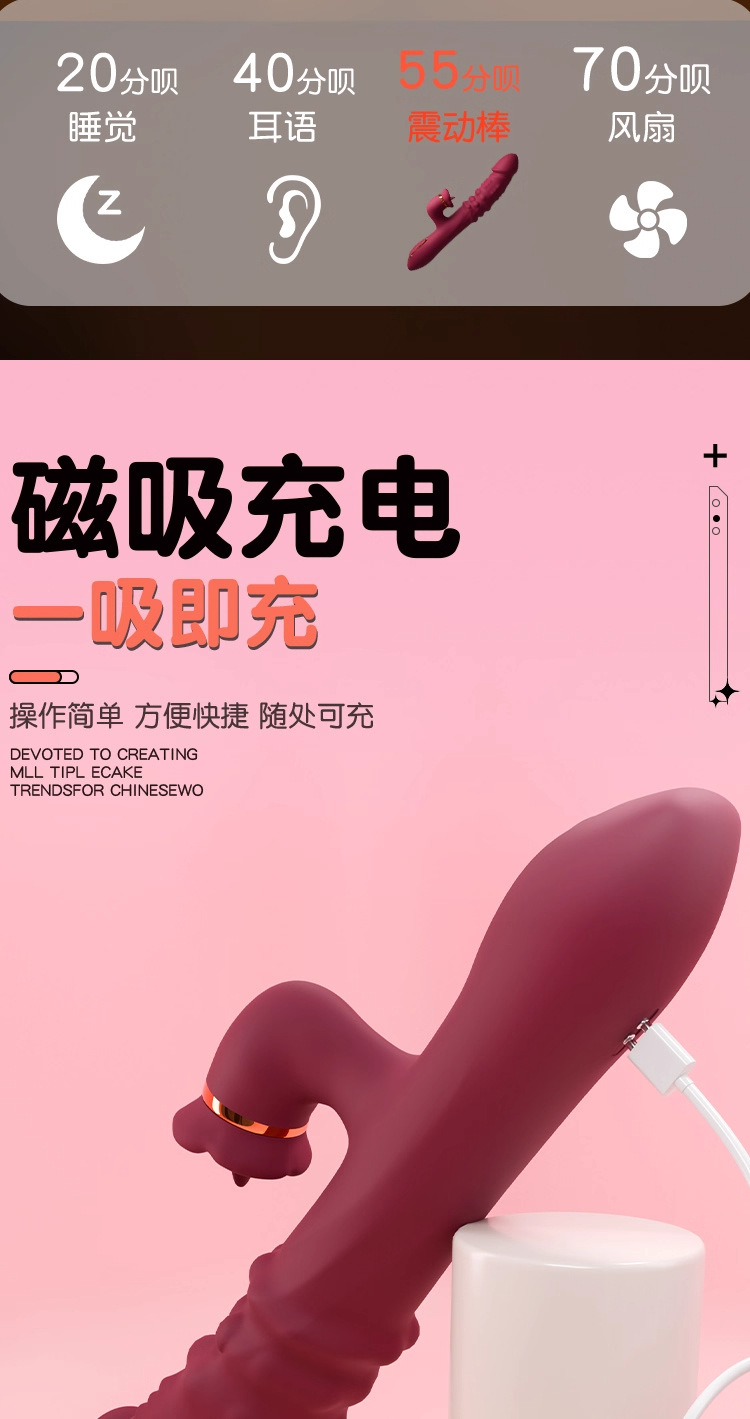 Jiuai Retractable Vibrating Stick for Women, Electric Button Control, Quiet 60 dB, Adult Wellness Device — detail image 24