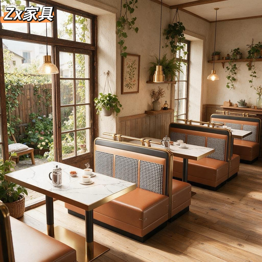 Modern minimalist slate dining tables and chairs, bar and cafe sofa booth table and chair set, hot pot restaurant dining tables and chairs