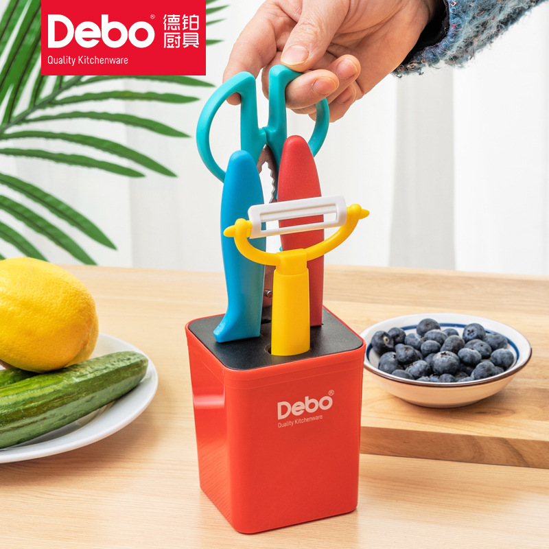 Debo Source Factory Household Kitchen Tool Set Multifunctional Fruit Knife Stainless Steel Scissors Peeler 5-piece Set