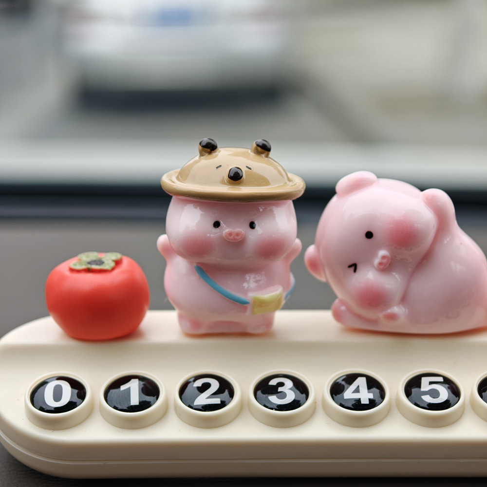 Everything Goes Smoothly, Little Pig Car Temporary Parking Number Plate, Moving Car Phone Number Plate, Creative Cute Personalized Car Decoration