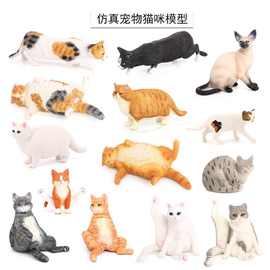 实心仿真猫模型波斯猫 短毛猫三花猫睡姿猫 小猫玩具模型车载摆件