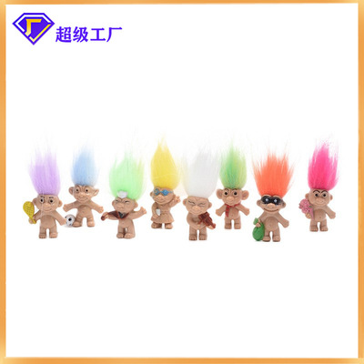 跨境热销巨魔娃娃丑娃复古娃娃注塑公仔印第安毛孩8个款式