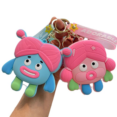 Ugly Cute Girl Silicone Zero Wallet Cute Key Chain Children Mini Wallet School Bag Hook Ornament Small Gift Wholesale