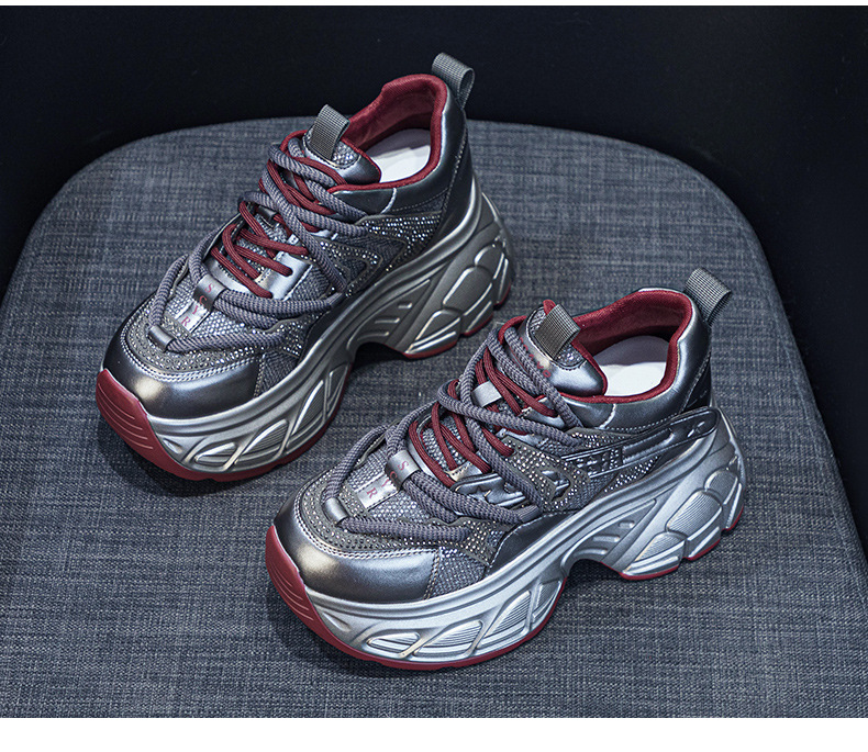 Giày sneaker nữ đế dày chunky tăng chiều cao 9 cm phong cách hot girl — Bạc M2696, M 2696m Màu sắc, M2696 đỏ chi tiết 22