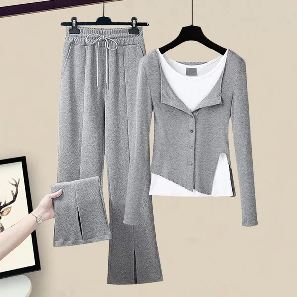 Gray clothes+gray pants