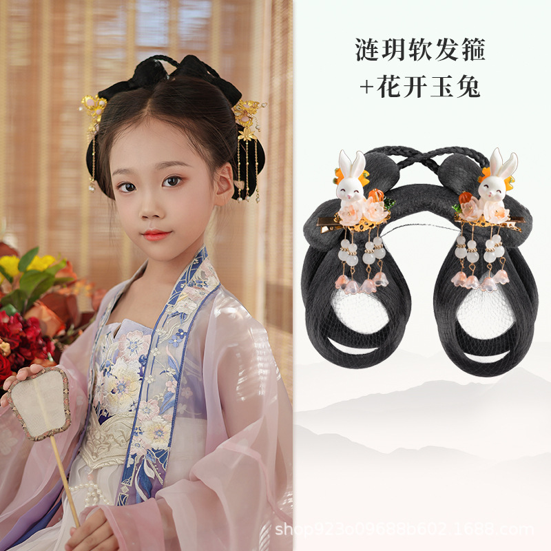 Lianyue 부드러운 머리 후프 꽃 옥 토끼 헤어 액세서리 쌍