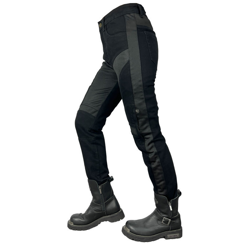 Motocicleta jeans Racing slim fit ventilación verano malla transpirable motocicleta pantalones rodilla ajustable arriba y abajo